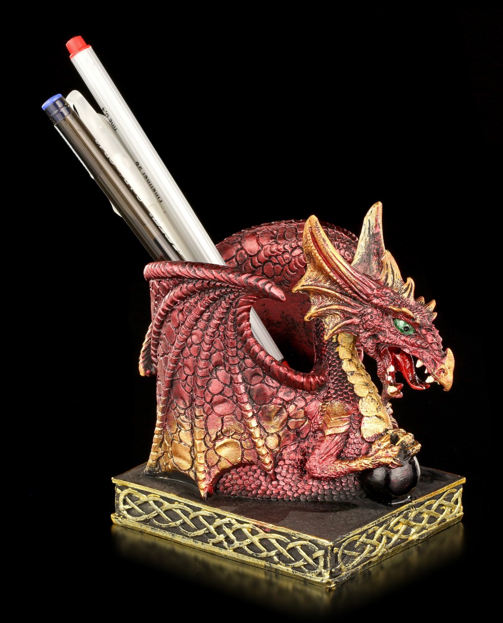 Dragon Pen Holder - Vermillion red
