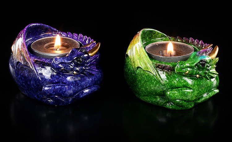 Dragon Tealight Holder - Set of 2 - glazed
