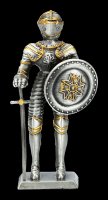 Zinn Ritter Figur mit Schwert und Rundschild