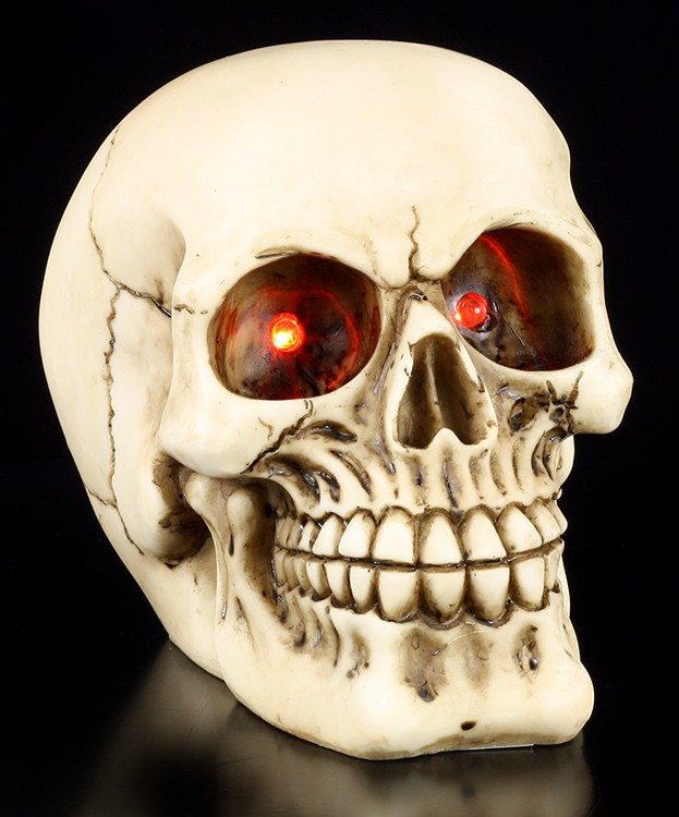 Totenkopf mit blinkenden LED Augen, Schädel