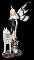 Fairy Figurine - Aislin with Dreamcatcher and Wolf