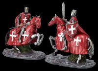 Knight Figurine Set - Two Crusaders on Horseback red