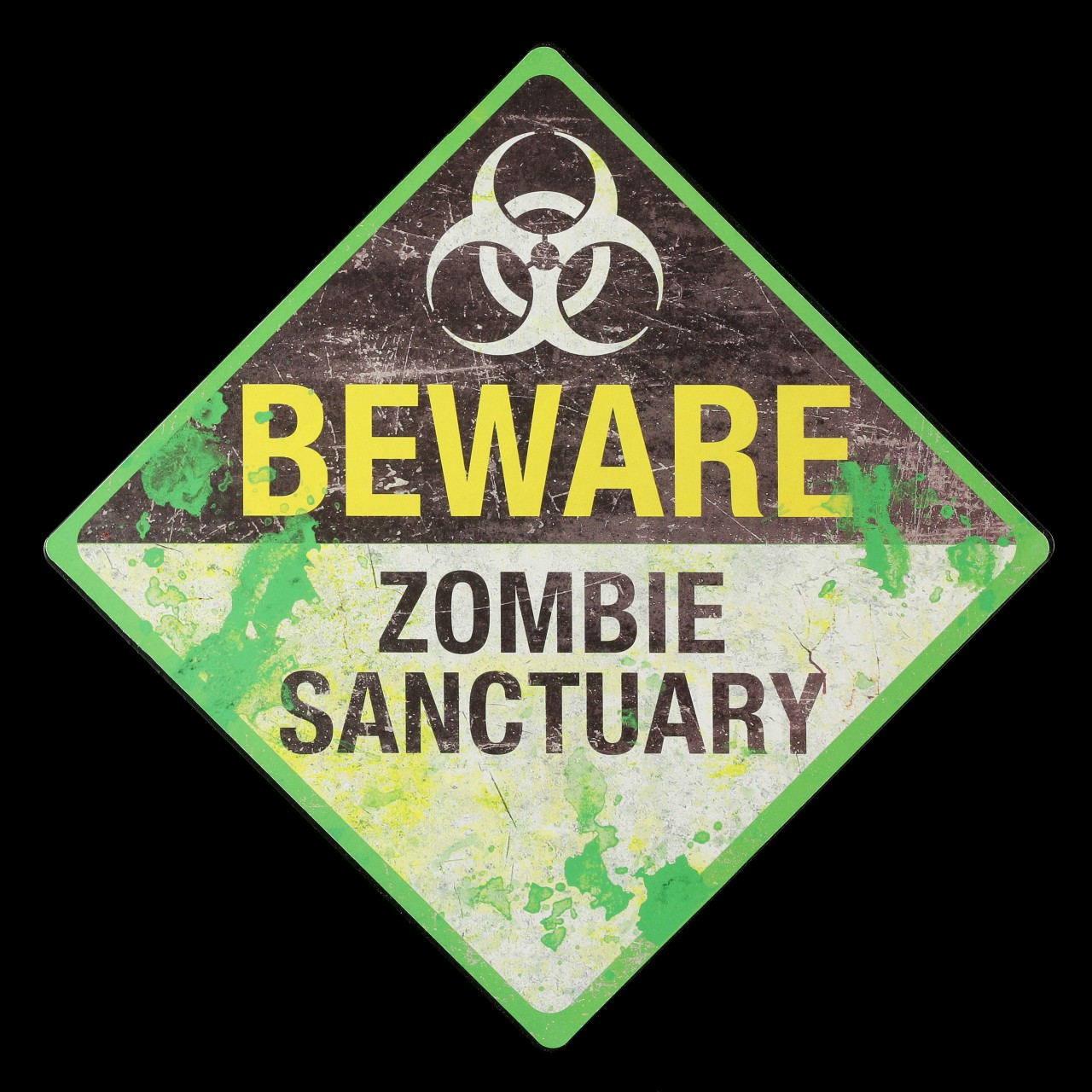 Metall Schild - Beware - Zombie Sanctuary