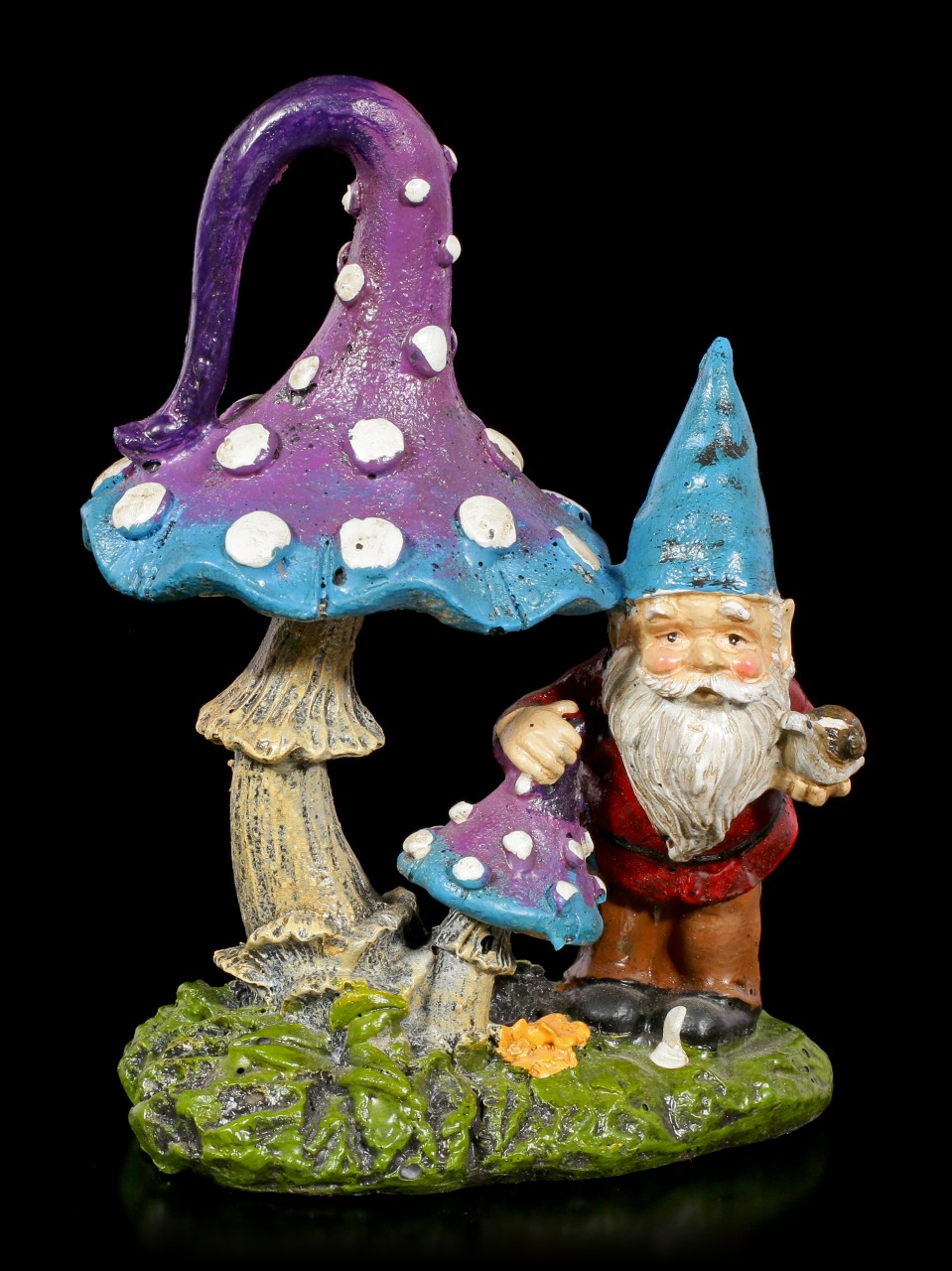 Garden Gnome Figurine with Mushroom and Snail