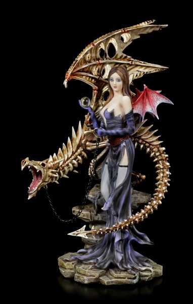 Dark Angel Figurine - Larua with Skeleton Dragon