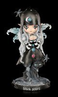 Fairy Figurine with Cat - Black Stars