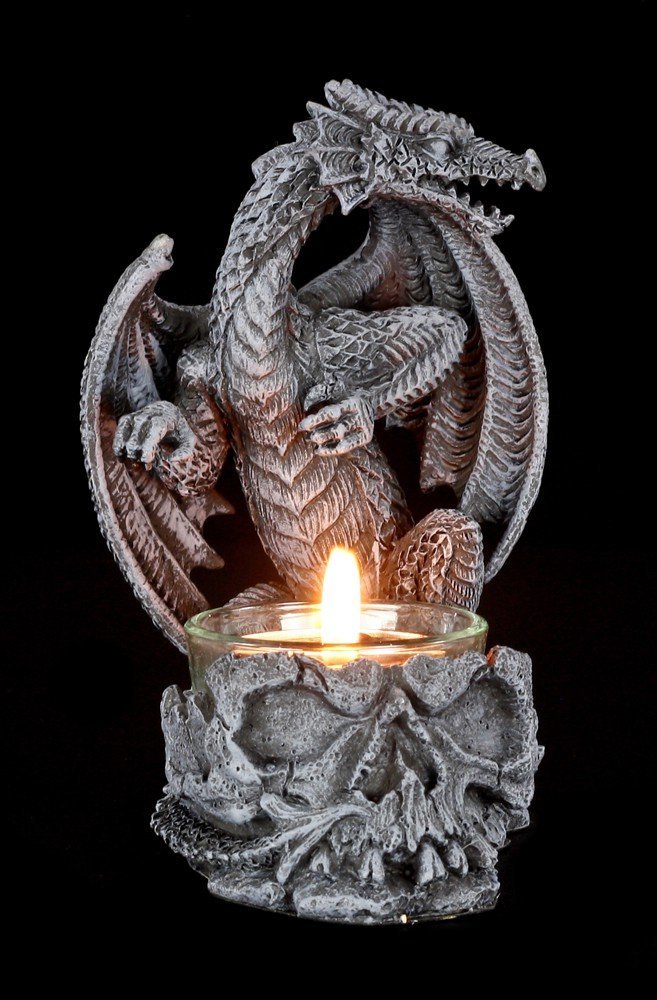 Tealight Holder - Dragon with Skull