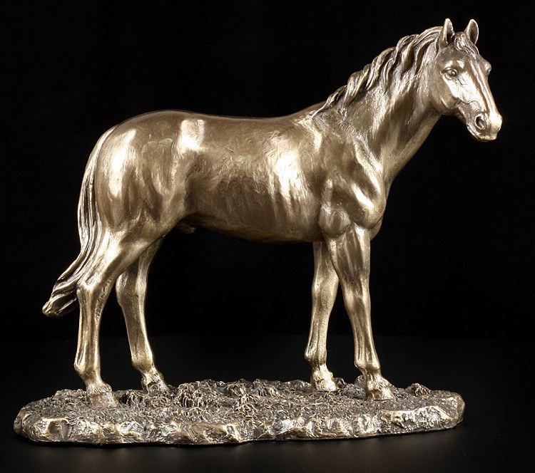 Pferde Figur - stehend bronziert