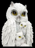 Schneeeulen Figur - Eulenmutter mit Jungen groß