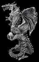Drachenfigur silber - Zweiköpfige Hydra