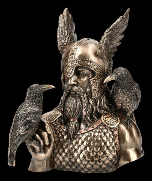 Odin Büste mit zwei Raben