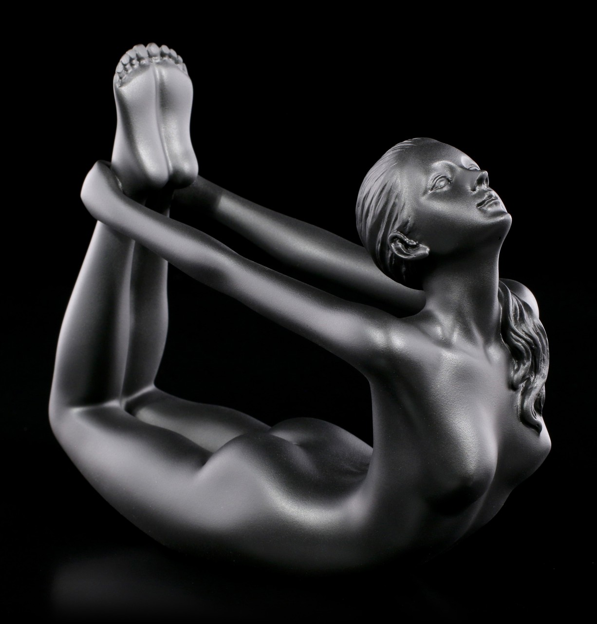 Weibliche Akt Figur - Yoga Dhanurasana Bogen-Stellung - schwarz