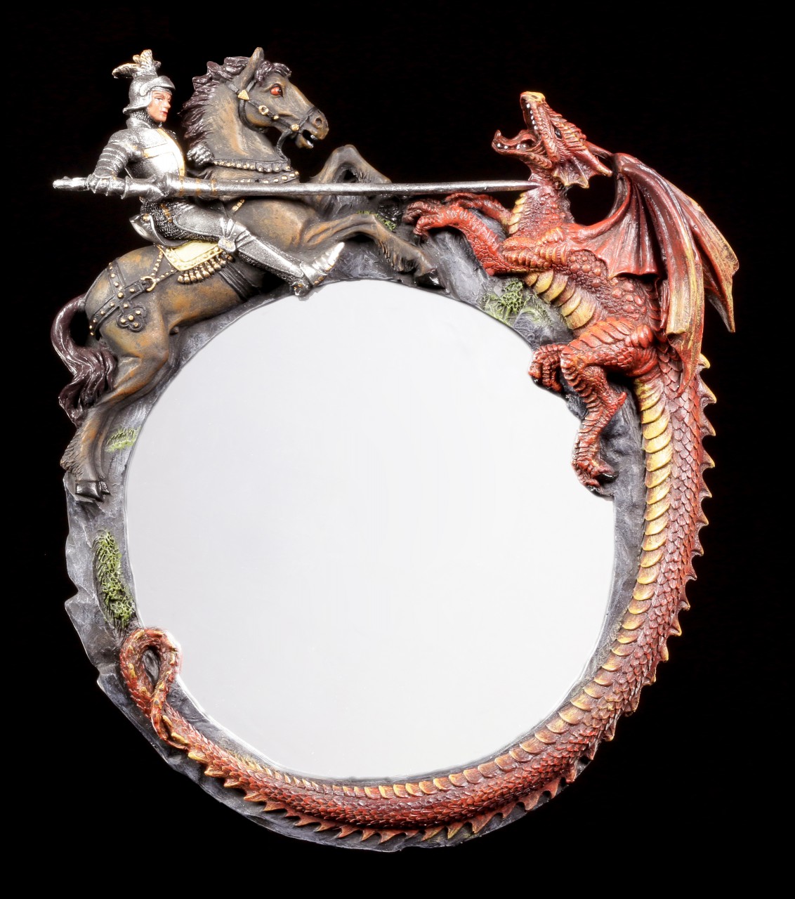 Wandspiegel - Ritter erlegt Drachen