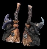 Cat Figurines Set of 2 - Witch&#39;s Broom