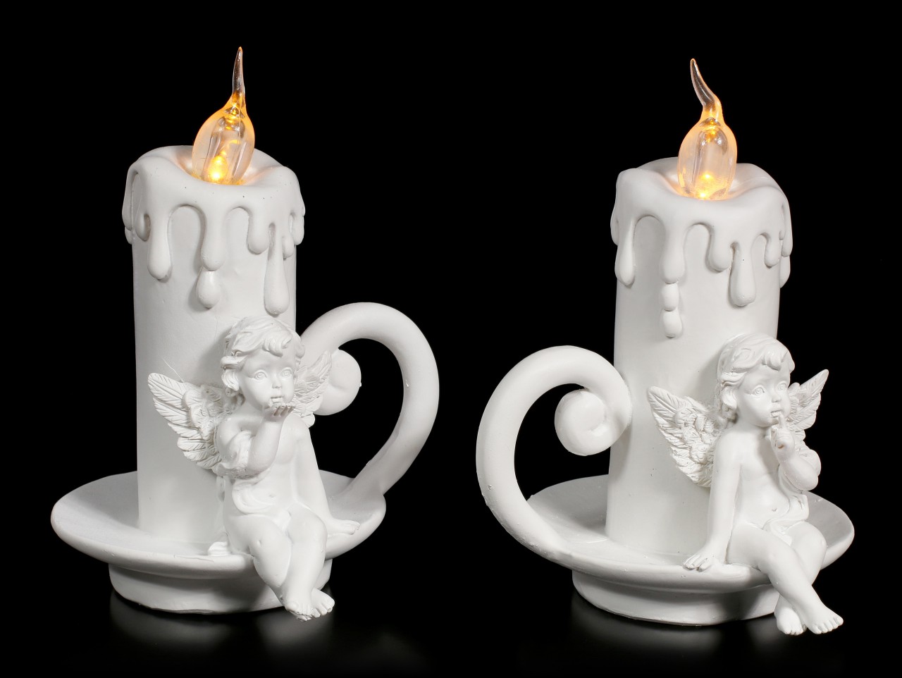 Cherubim Figurines with LED Candles - Set of 2
