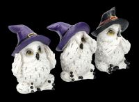 Owl Figurines Set of 3 - Snow Owls No Evil