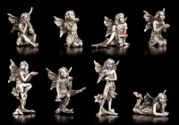 Pewter Fairy Figurines with Crystals - Set of 8