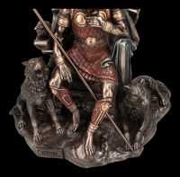Odin Figur mit Wölfen und Rabe auf Thron