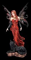 Fairy Figurine - Mysta with Black Wolf