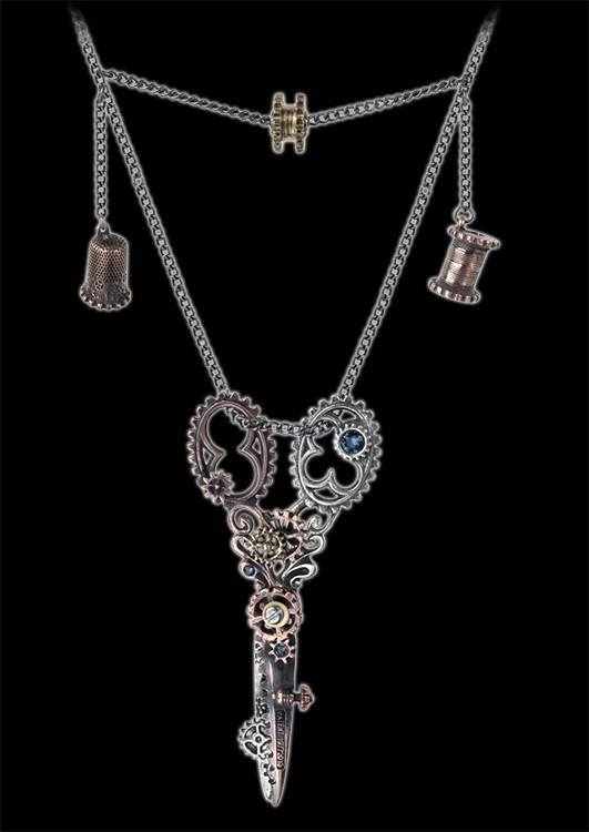 Dissection Shears - Alchemy Steampunk Necklace
