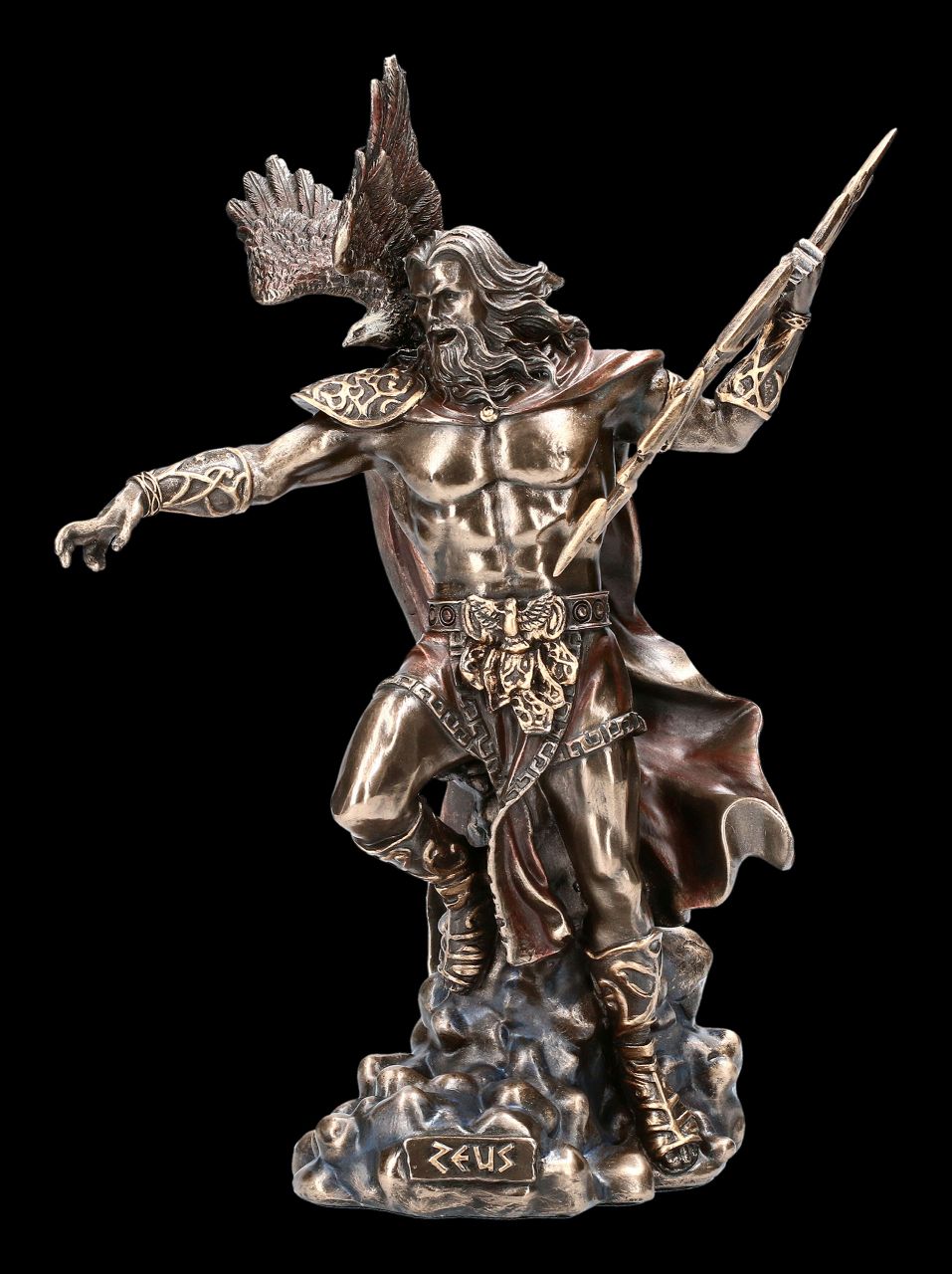 Zeus Figur mit Blitz und Adler