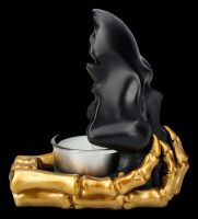Teelichthalter - Totenkopf schwarz-gold