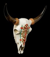 Wall Plaque Bull Skull - Native Indian Patterns