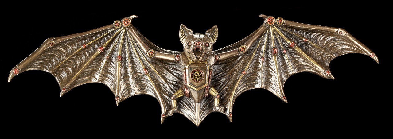 Steampunk Fledermaus Wandrelief - Clockwork Bat