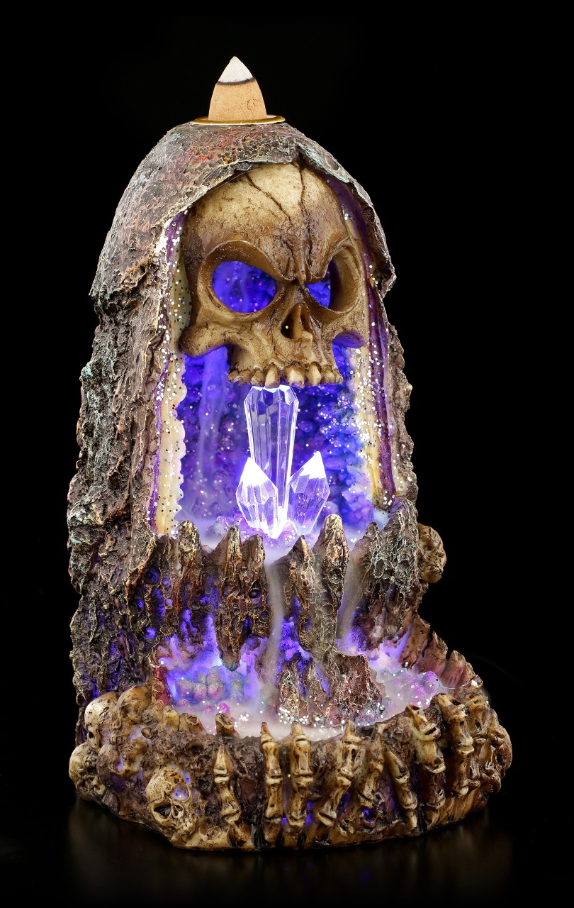 Backflow Incense Cone Holder - Skull with LED