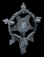 Alchemy Wandrelief Fantasy Wanddeko Stern Altar Schwarze Rose auf Pentagramm