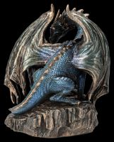 Drachenfigur mit Einhorn - Protector of Magick - Bronziert