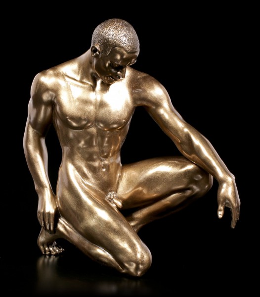 Male Nude Figurine - Crouching with Look to the Ground
