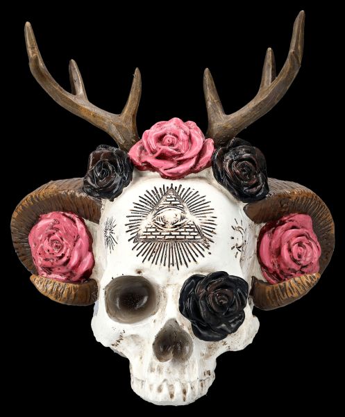Skull Figurine - Wiccan Skull with Horns
