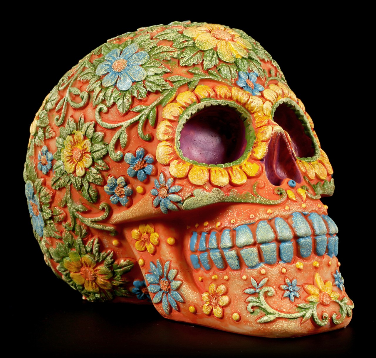 Skull Money Bank - Flower Power - Colored