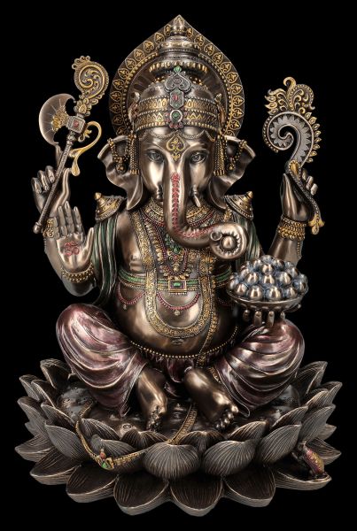 Ganesha Figur - Elefantenköpfiger Gott auf Lotus