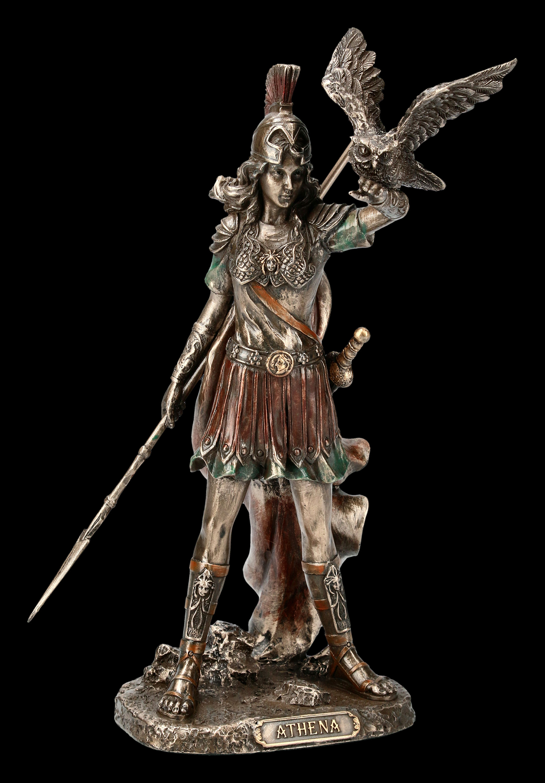 Athena Figur - Mit Speer und Eule | Veronese