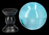 Large turquoise Crystal Ball with Wooden Stand