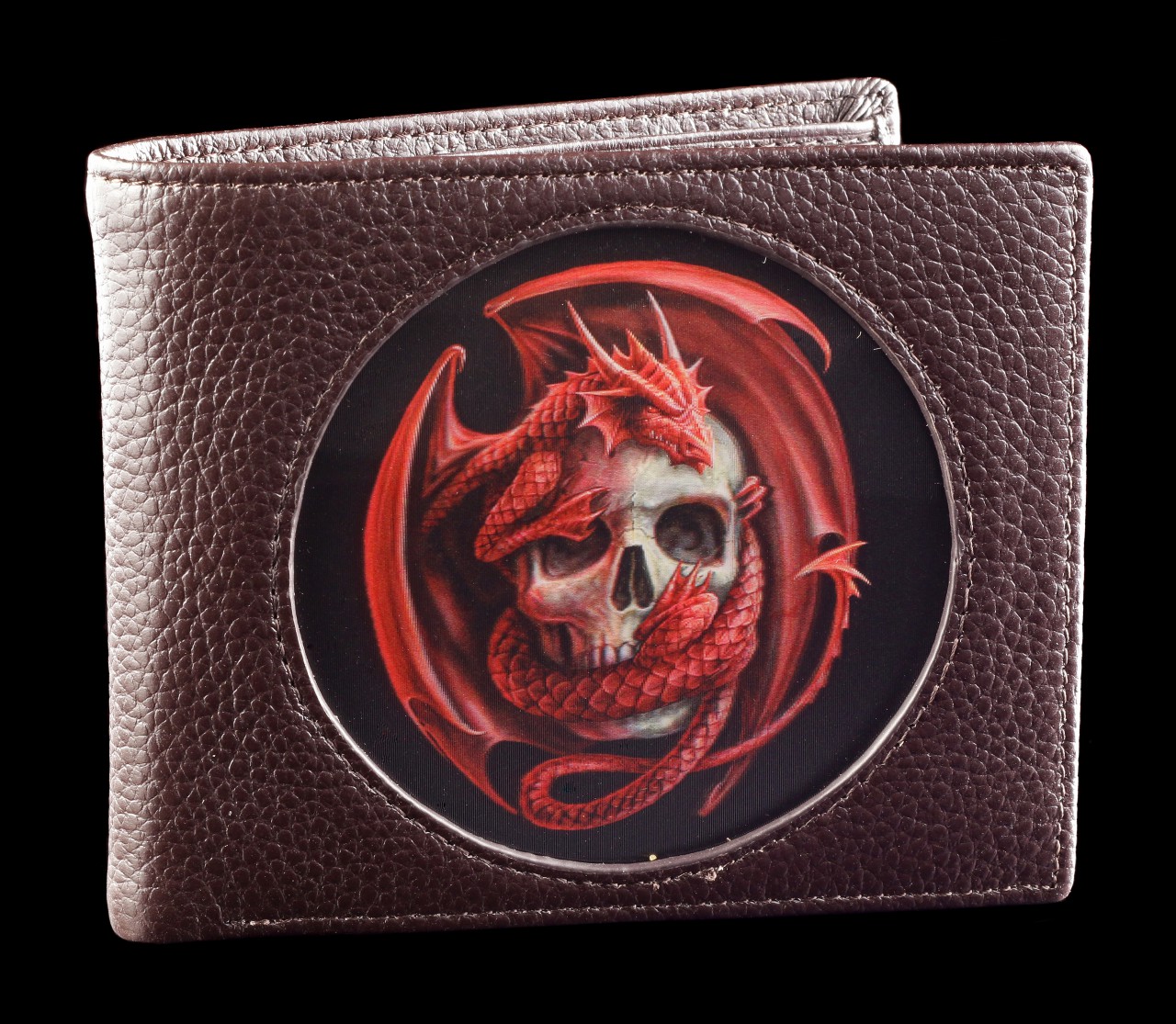 3D Wallet Brown - Dragon and Skull by Anne Stokes