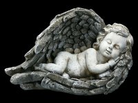 Gartenfigur - Schlafender Engel in Steinoptik