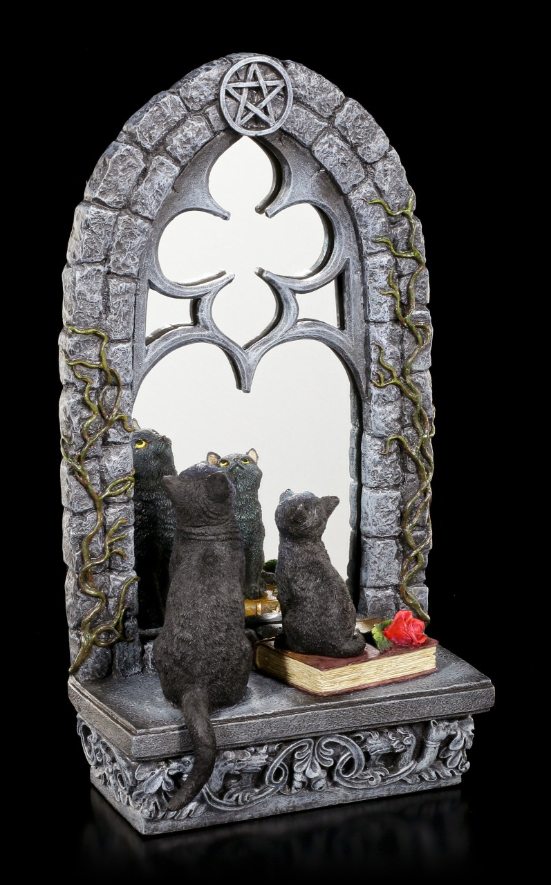 Cat Figurine & Mirror - Familiar Reflection
