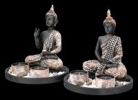 Buddha Figuren Set mit Teelichthalter