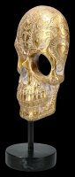 Gold colored Skull Mask on Metal Stand