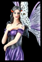 Fairy Figurine with Wolf and Owl - Amethyst Companions
