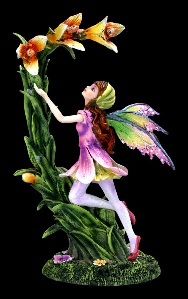 Elfe Fairy Statue Deko Fantasy bunt Feen Figur Florana mit Blumen