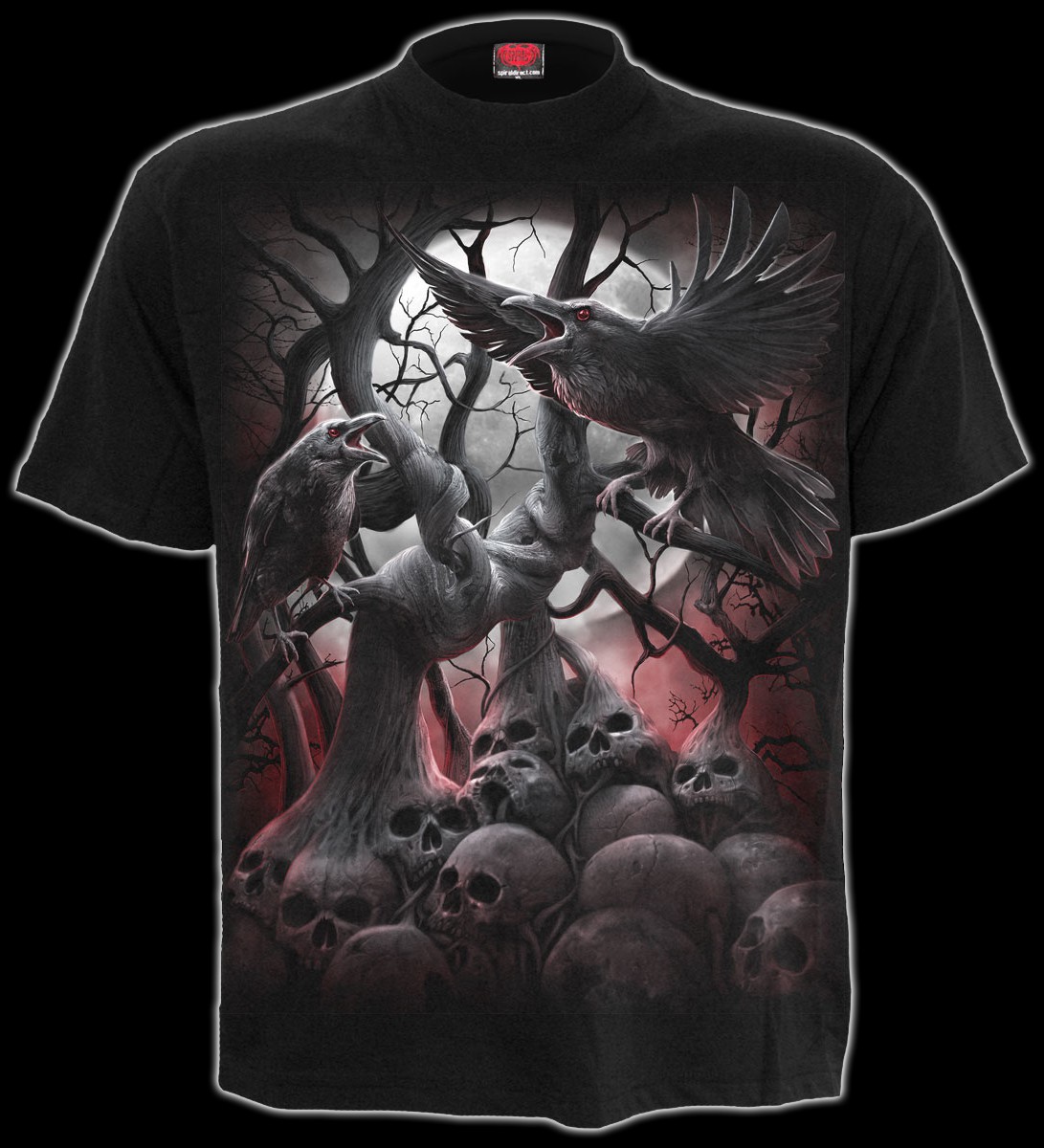 T-Shirt mit Krähen und Totenköpfen - Dark Roots