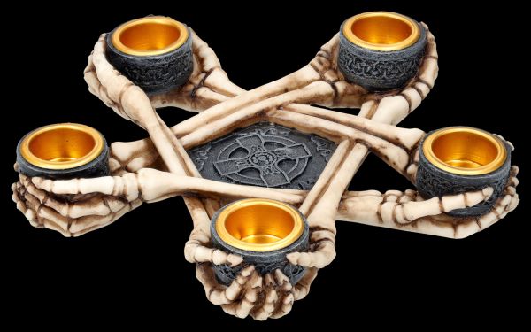 Candle Holder - Skeleton Hands Pentagram