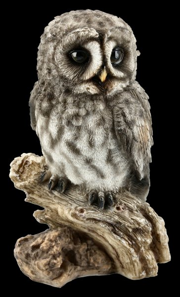 Great Gray Owl Figurine on Perch - small