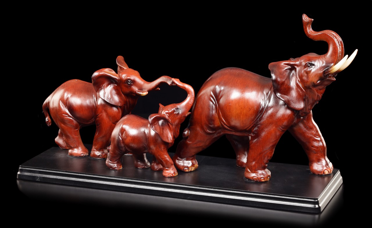 Elephant Figurines - Mother and Father with Child