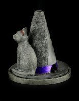 Räucherkegelhalter - Hexenhut mit Katze