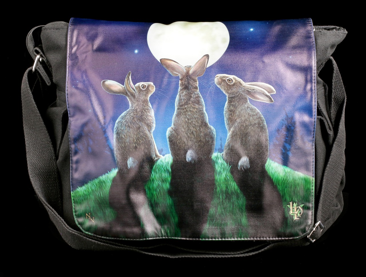 Messenger Bag with Hares - Moon Shadows